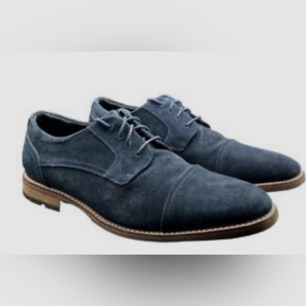 Carlo Morandi Tony Blue Suede Men’s Cap Toe Derby Shoes Size 9 - Good Used
